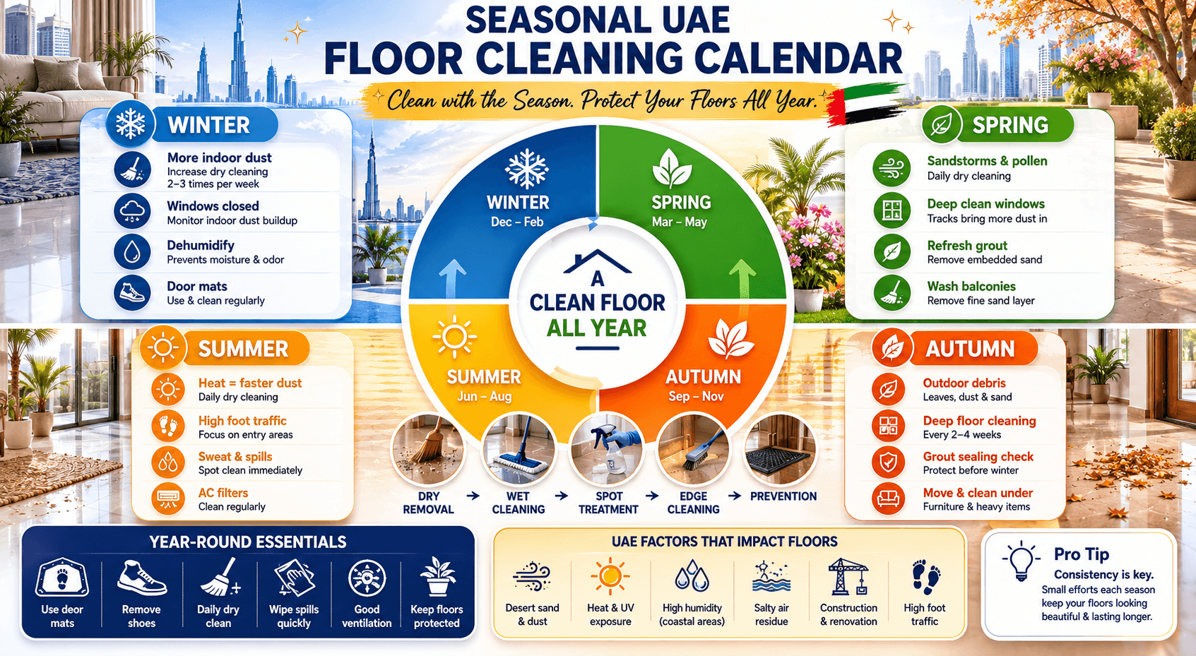 Seasonal UAE Floor Cleaning Calendar.