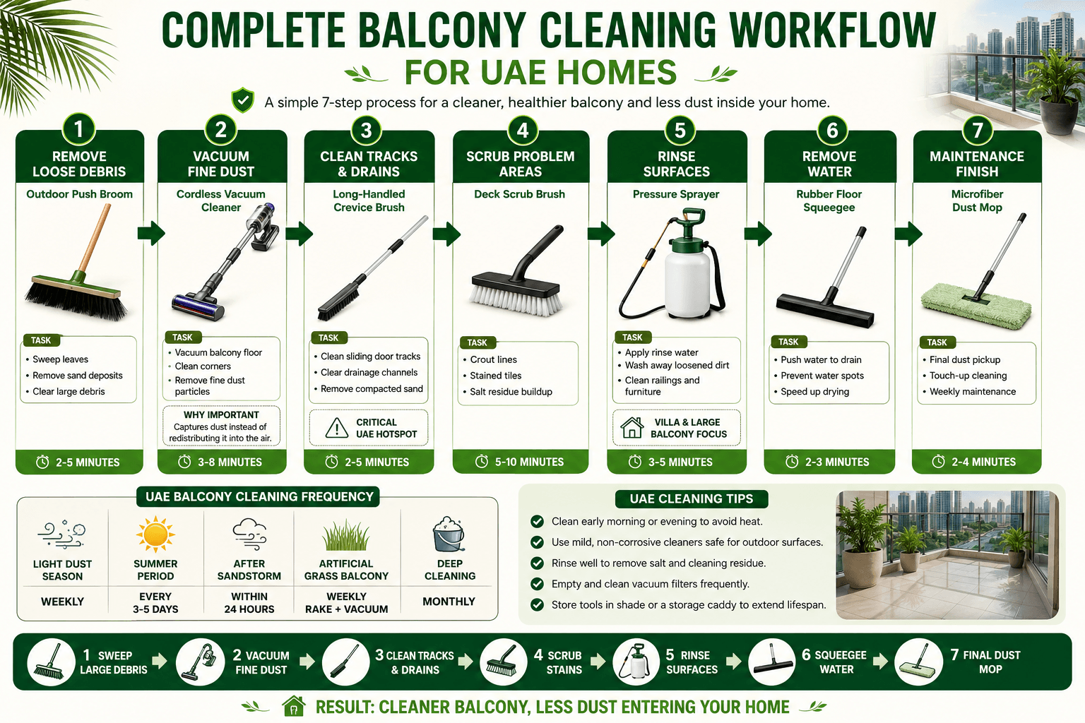 Complete Balcony Cleaning Workflow for UAE Homes