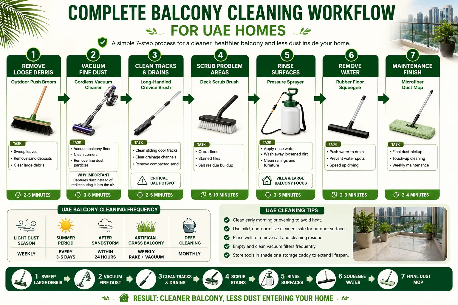 Complete Balcony Cleaning Workflow for UAE Homes