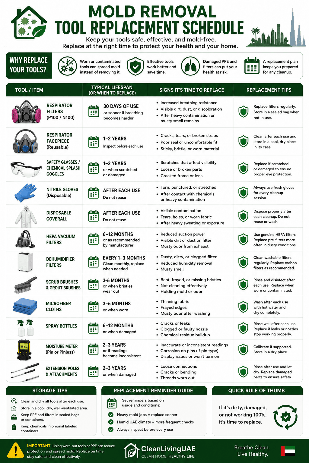 Mold Removal Tool Replacement Schedule