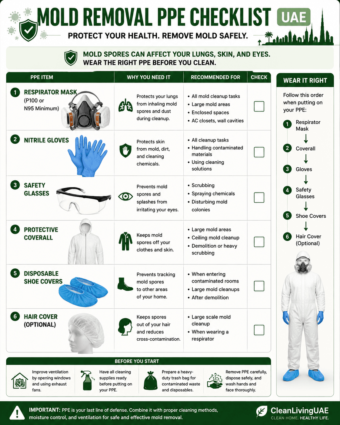 Mold Removal PPE Checklist UAE
