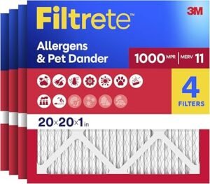 3M Filtrete MPR 1000 MERV 11 pleated HVAC filter, 20 by 20 by 1 inch