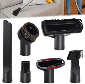 FuxFuis six-piece vacuum attachment set with dusting brushes, crevice nozzle and adapter