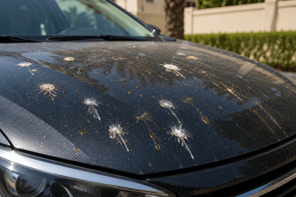 Acidic contamination on car paint relevant to car cleaning UAE
