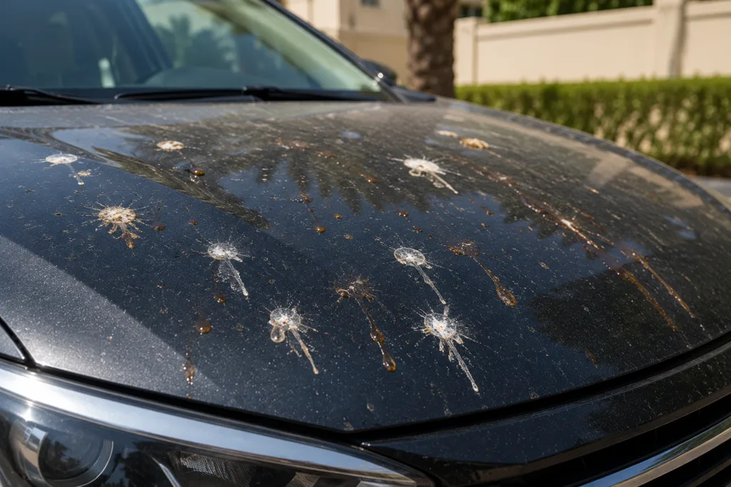 Acidic contamination on car paint relevant to car cleaning UAE