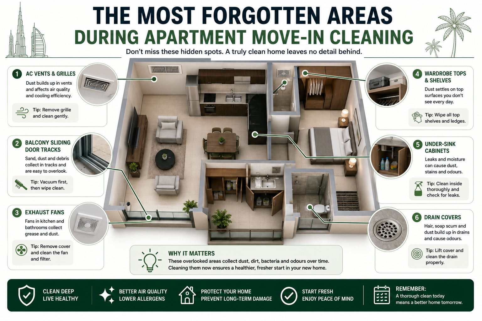 most forgotten areas during apartment move-in cleaning in the UAE.