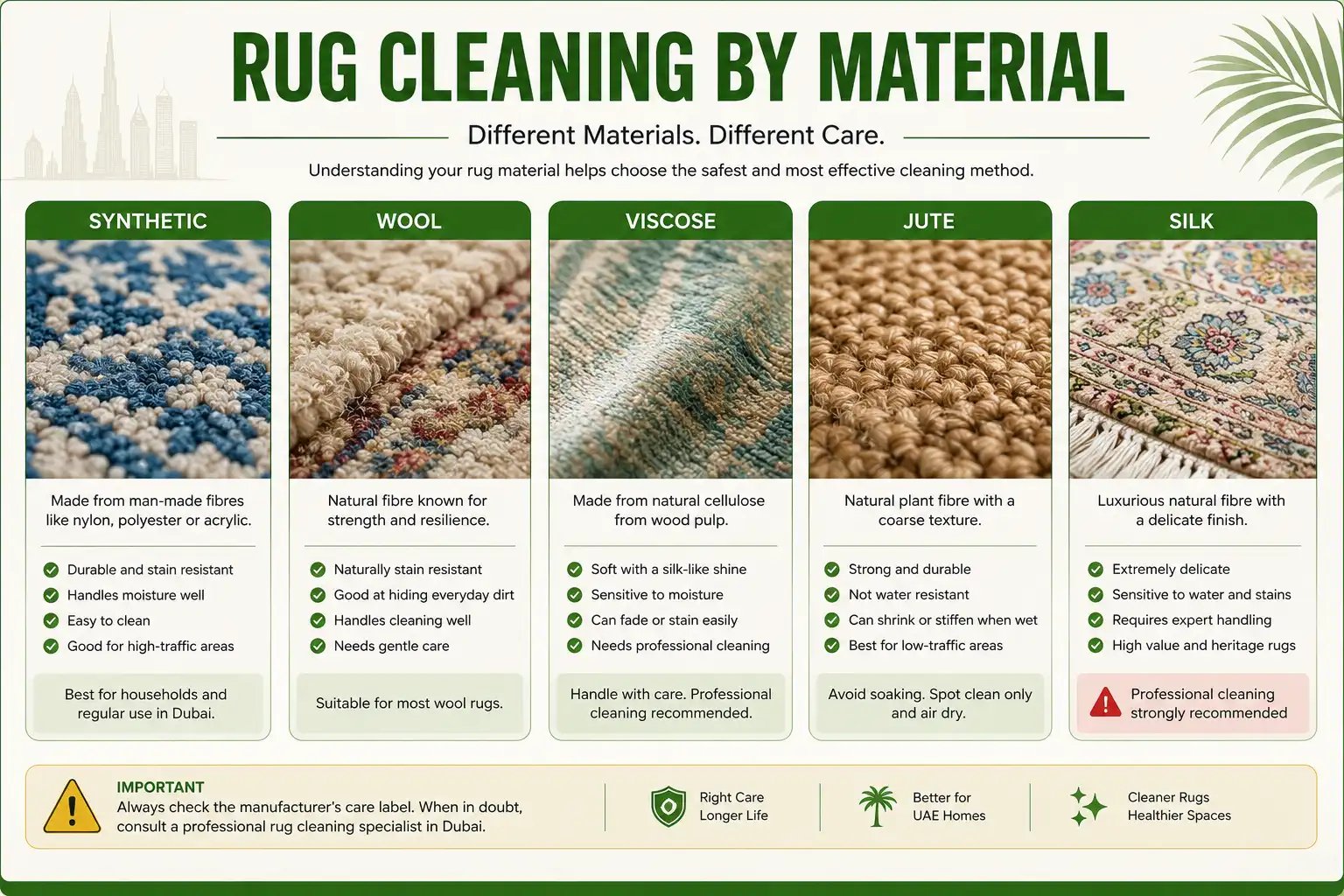 Comparison of rug materials for cleaning in the UAE
