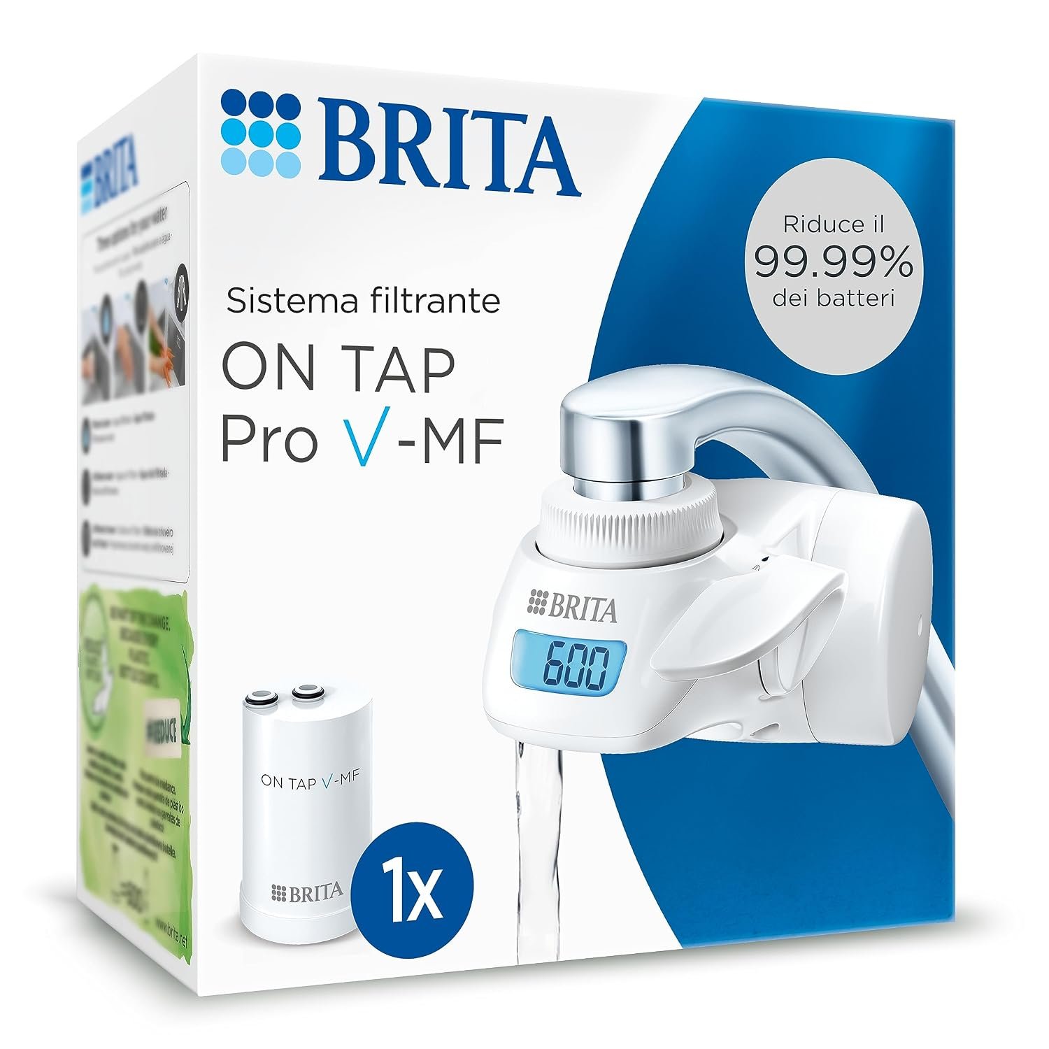 Brita ON TAP Pro V-MF faucet water filter fitted to a kitchen tap