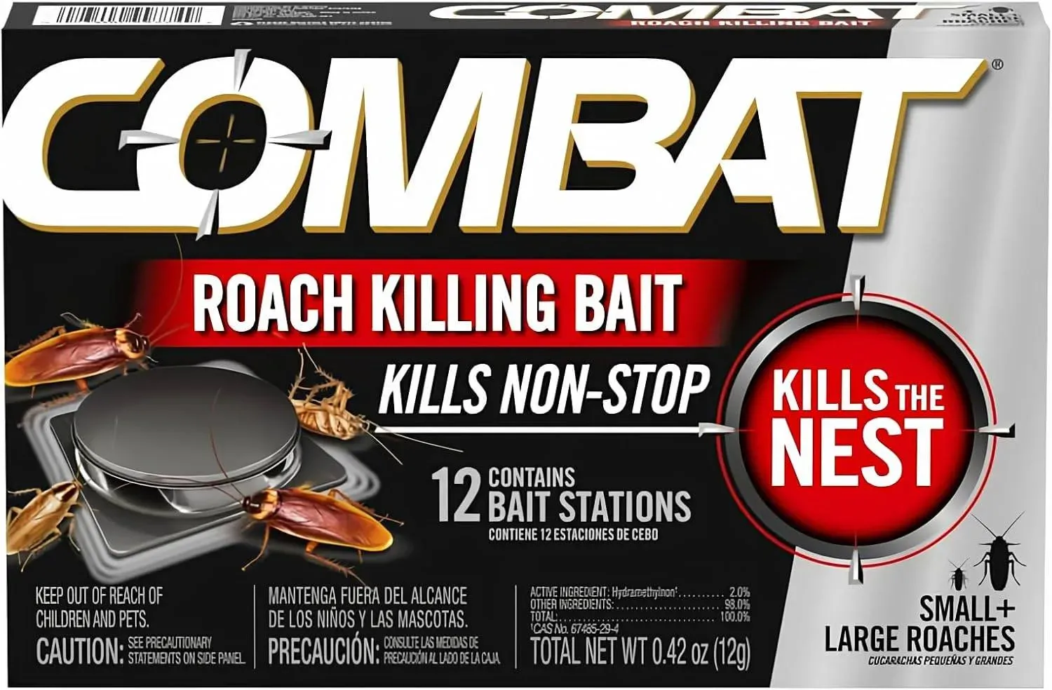 Combat Large and Small cockroach killing bait stations 12 pack