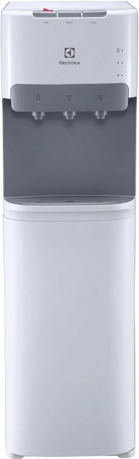 Electrolux EDBMFDXWG bottom loading water dispenser in white and grey with three taps