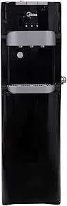 Midea YL1633S bottom loading water dispenser in black with three taps and a silver drip tray