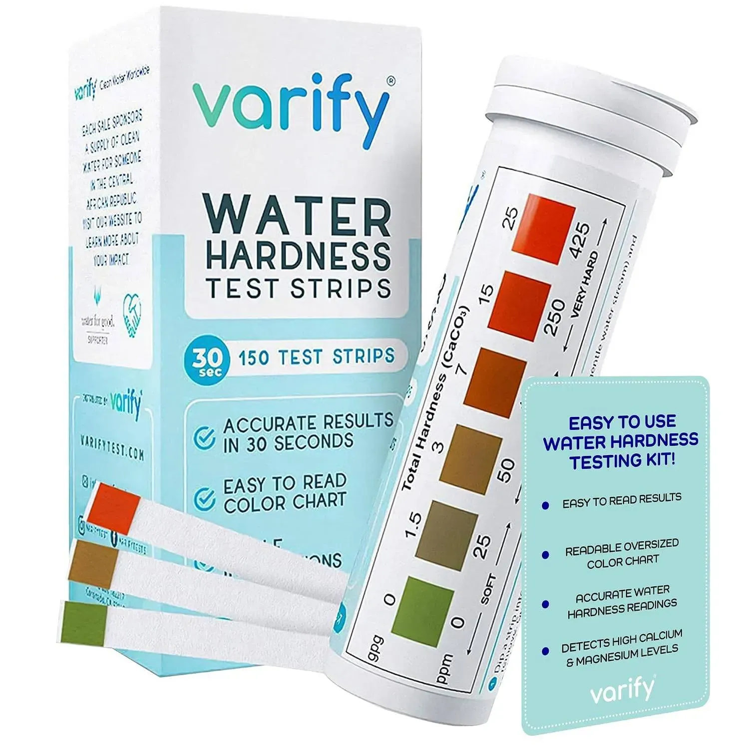 Premium water hardness test kit with test strips