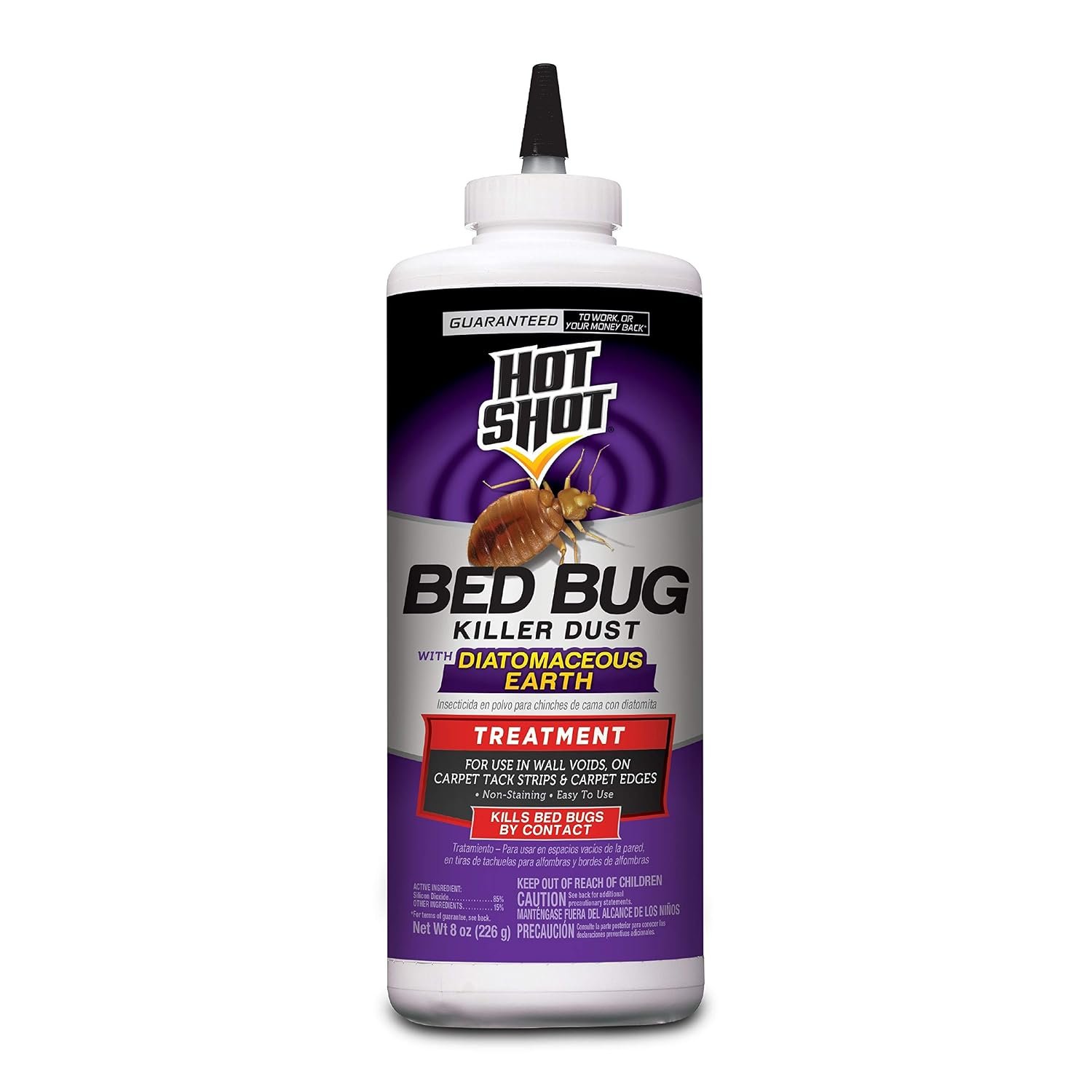 Hot Shot Bed Bug Killer Dust with diatomaceous earth 8 oz