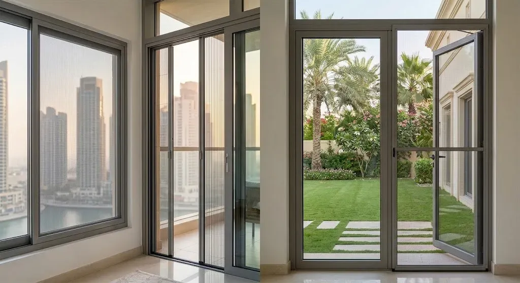 Window and balcony insect screens for household pest barriers