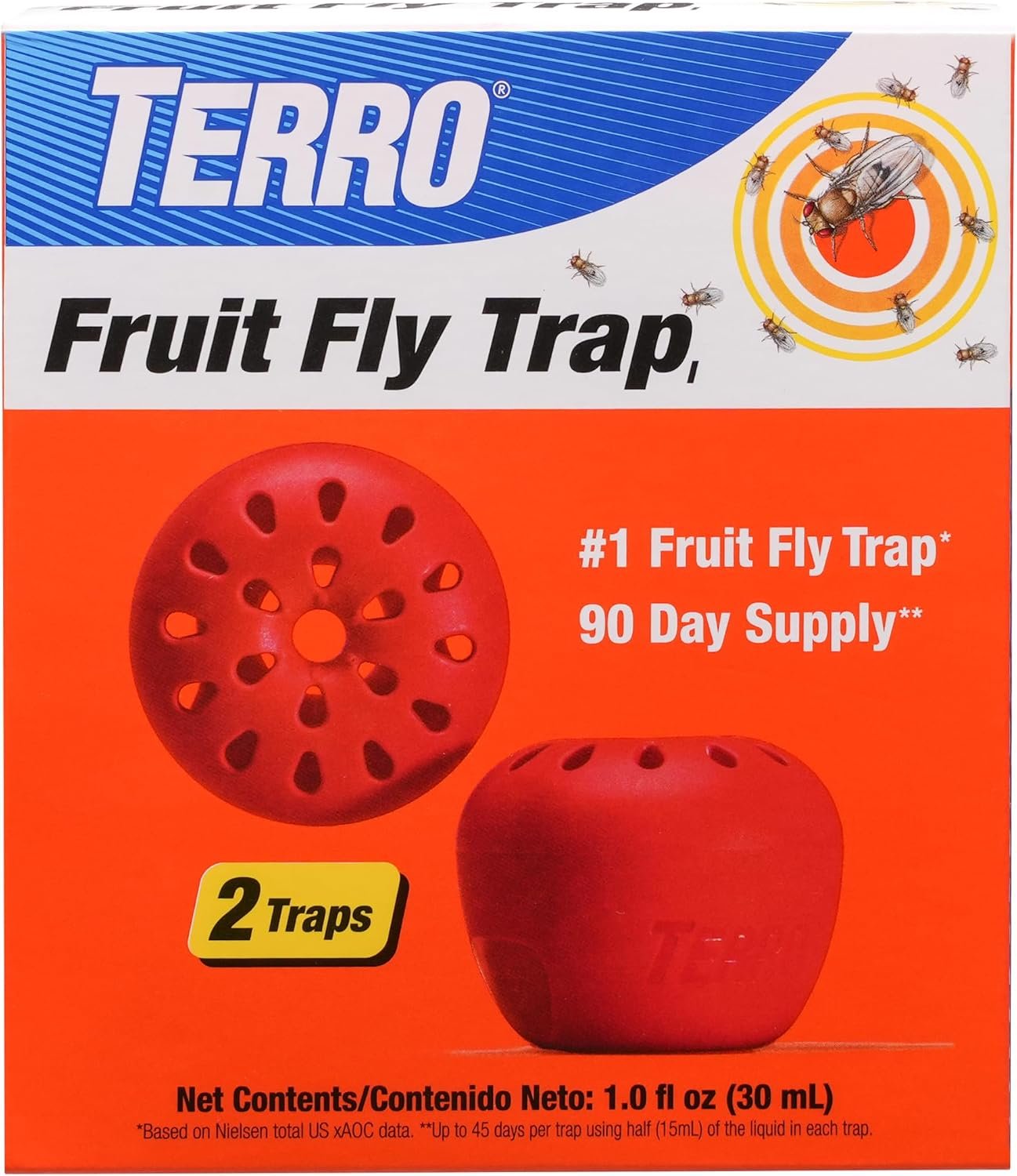 TERRO apple-shaped fruit fly trap with liquid lure for kitchens