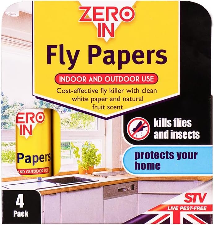 Zero In sticky fly papers 4-pack for catching house flies