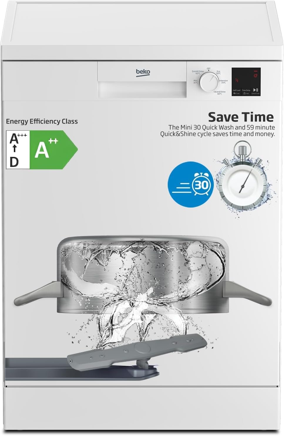 Beko DVN05320W freestanding dishwasher with 13 place settings