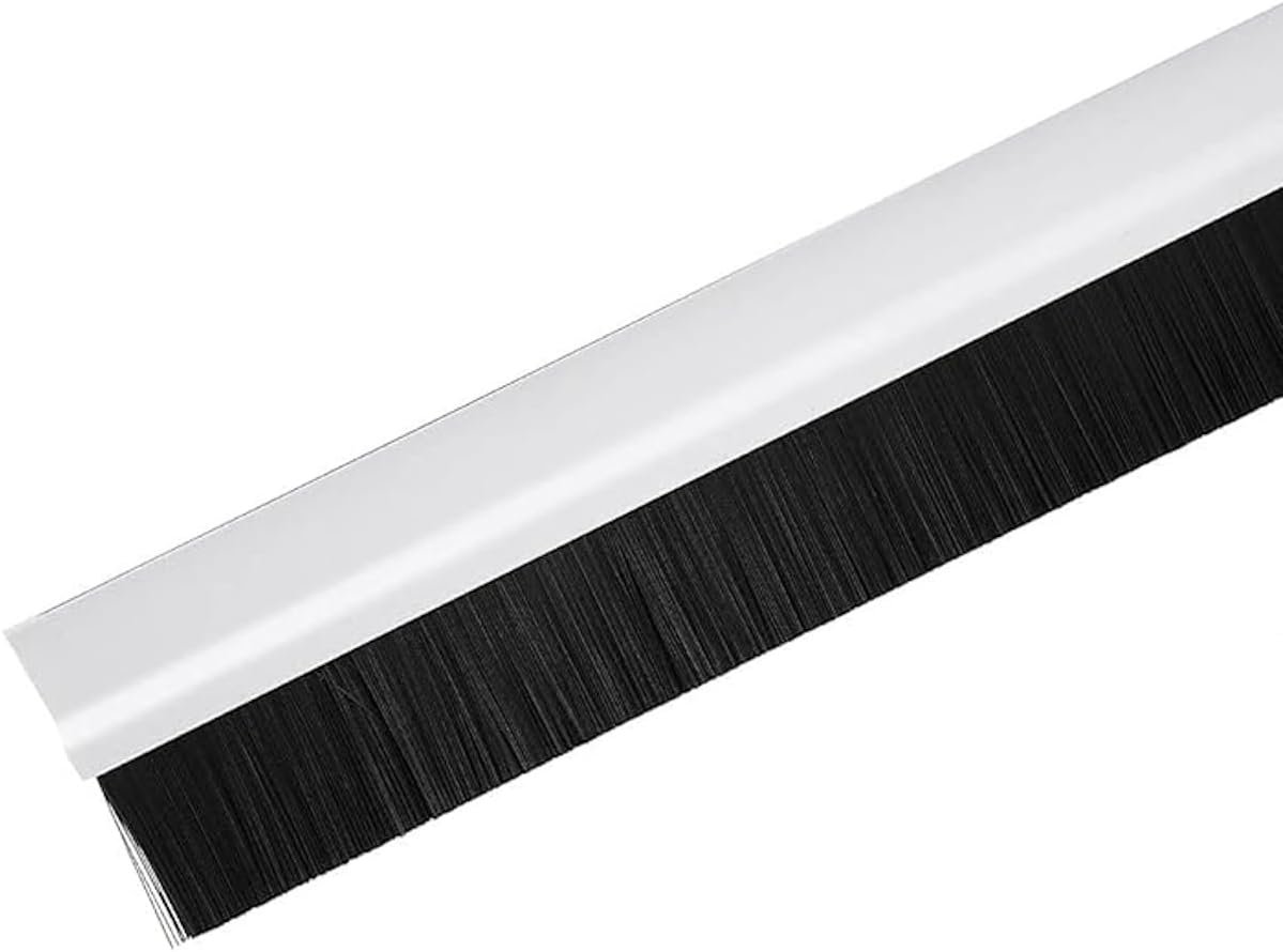 Royal Apex aluminium door bottom brush seal with screws, 120 cm, white brush