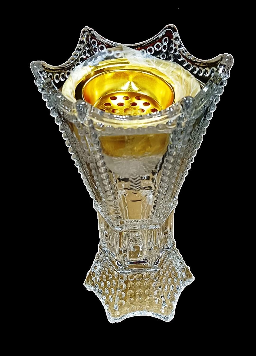 ALSAQER crystal glass bakhoor burner with metal holder