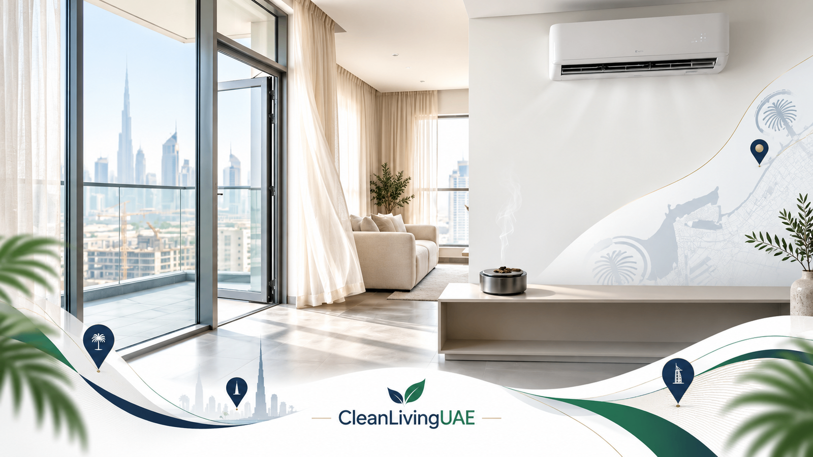 Electric bakhoor burner in a UAE apartment with the balcony door open for ventilation