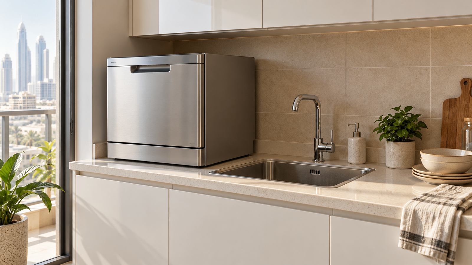 Dishwasher guide for UAE homes covering fit, plumbing and worktop space