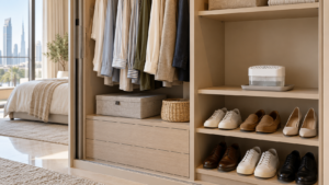 Passive moisture absorber inside a wardrobe in a UAE apartment
