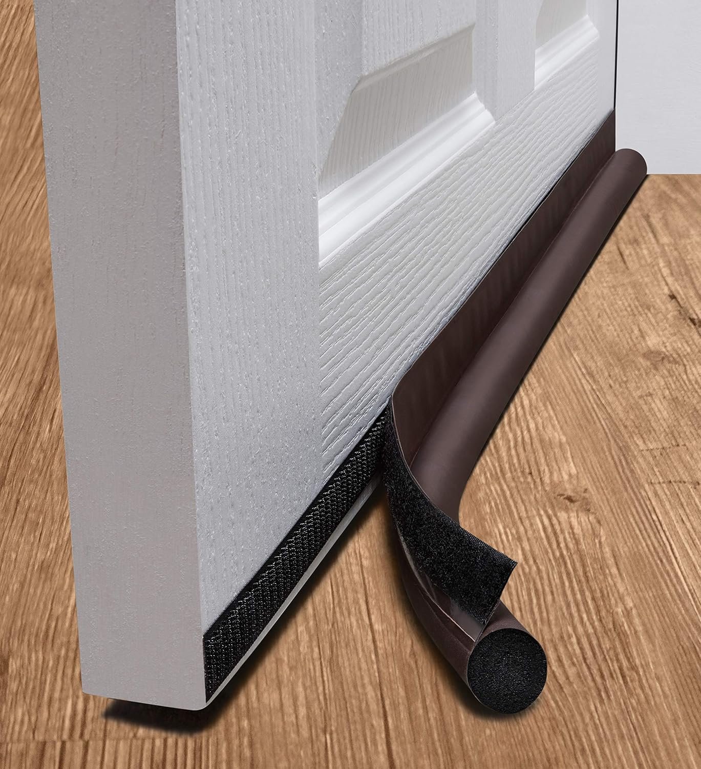 deeTOOL MAN one-sided door draft stopper with hook-and-loop tape, brown