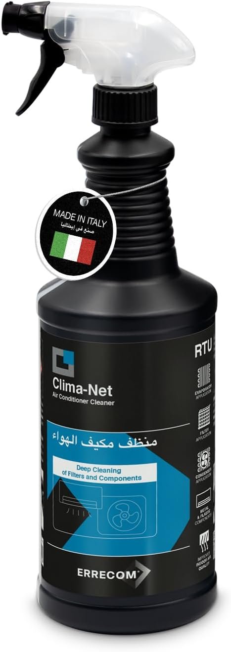 ERRECOM Clima-Net air conditioner cleaner with trigger spray and English-Arabic label