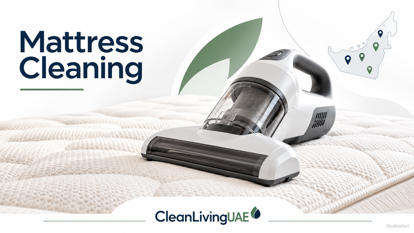 Handheld mattress vacuum cleaner resting on a bare mattress