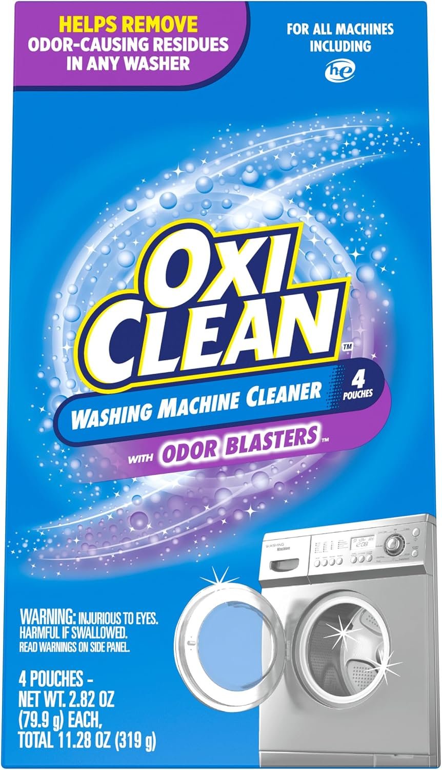 OxiClean Washing Machine Cleaner with Odor Blasters four-pouch box